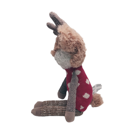 Anthropologie Sock Monkey Reindeer Plush Christmas Tree Topper Rare 2016 Toy - Picture 2 of 10